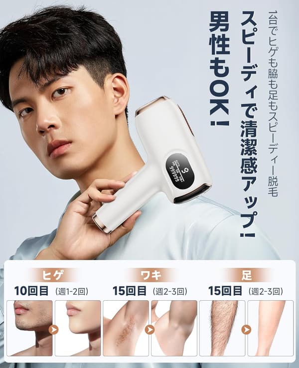 家庭用脱毛器【サロン級IPL光技術/無痛】男女兼用 100万発耐久 VIO・全身対応
