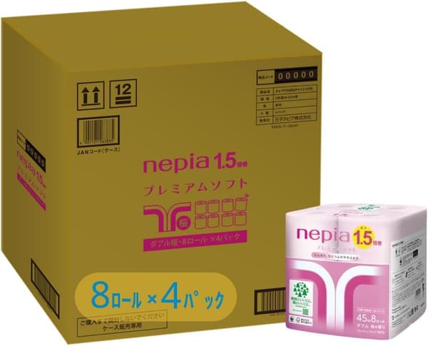桜の香り付きネピア プレミアムソフト トイレットロール 1.5倍巻 45m ダブル 32ロール