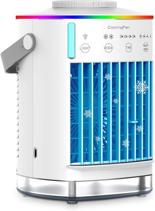 夏の電気代節約に最適な冷風機 USB-C接続・4段階風速調整・持ち運び便利・静音設計