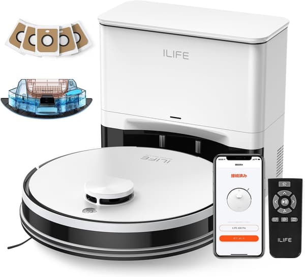 アイライフ(ILIFE) A30 Pro ロボット掃除機 自動ゴミ収集ステーション付き 5000Pa吸引力 水拭き機能 Wi-Fi/アプリ対応