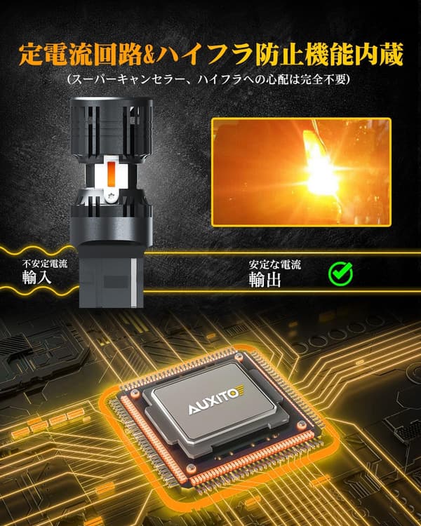 T20 LEDウィンカーバルブ 2個セット 冷却ファン・ハイフラ防止抵抗内蔵 アンバー 12V 車検対応