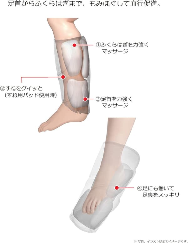 コードレス エアーマッサージャー レッグリフレ ブラック 足首～ふくらはぎ用