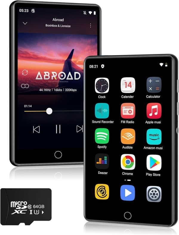 音楽プレーヤー Android9.0 4インチタッチスクリーン 16GB ROM＋64GB TFカード付 ブラック