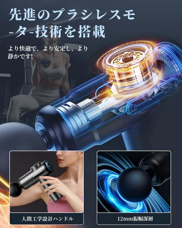 筋膜リリースガン 6段階強力振動 Type-C充電式 軽量携帯用 - 父の日・母の日・敬老の日ギフト