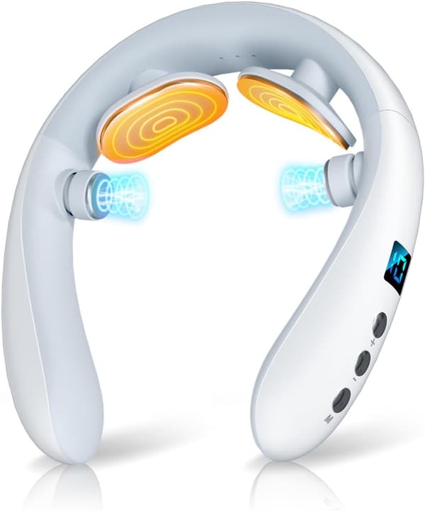 首リラクゼーション器 EMS&TENS W効果 静音軽量 自動オフ機能 記念日・誕生日プレゼント (ホワイト)