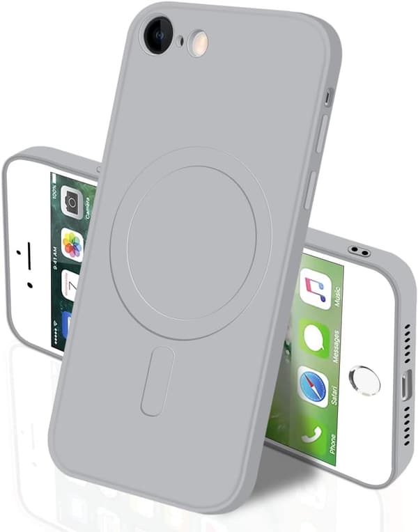 iPhone SE3/SE2/7/8用 マグネットシリコンケース 薄型液体シリコン グレー