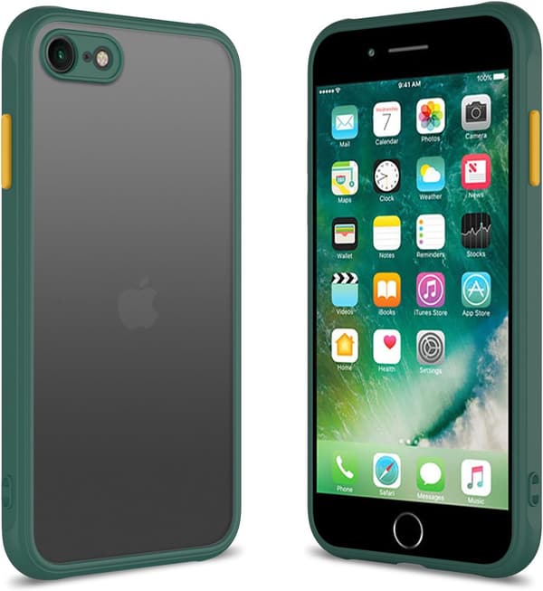 iPhone SE 第3世代・第2世代用 軽量耐衝撃ケース 半透明マットタイプ【MIL規格】グリーン