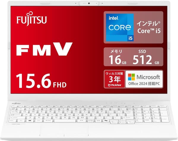 富士通 FMV Lite WA1/J2 ノートパソコン (15.6型/Core i5/16GB/SSD 512GB/MS Office 2024/Win 11)