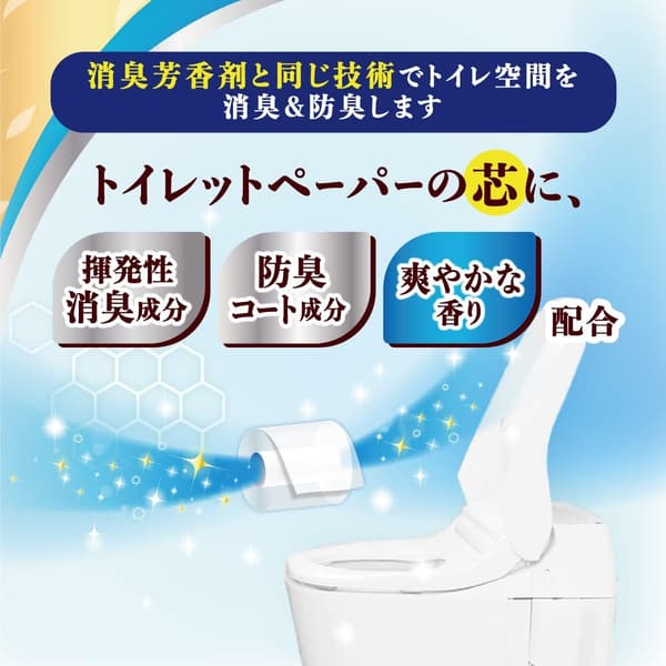 エリエール トイレットペーパー 消臭プラス 25m×72ロール ダブル フレッシュクリアの香り【ケース販売】