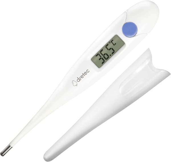 赤ちゃん・子ども用 15秒予測電子体温計 わき用 抗菌ケース付き ブルーパープル