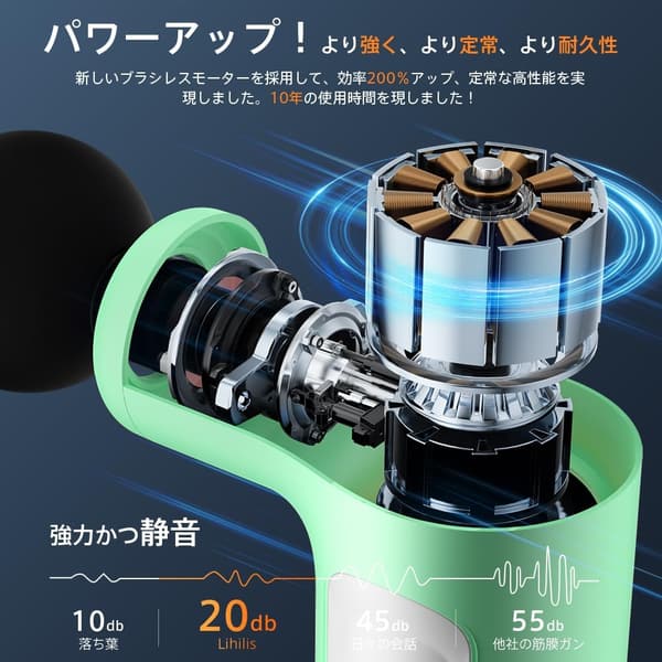2024年新型ハンディ筋膜リリースガン - AI自動モード・340g超軽量・静音・急速充電・ギフトに最適 (グリーン)
