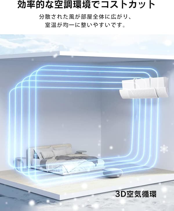エアコン風よけカバー 壁掛け式 57-92cm 調整可能 穴あけ不要 冷房暖房対応（ホワイト）