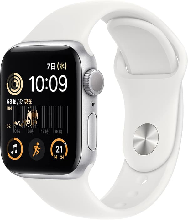 整備済み Apple Watch SE 第2世代 (GPS) - 40mm シルバーアルミニウムケース、ホワイトスポーツバンド
