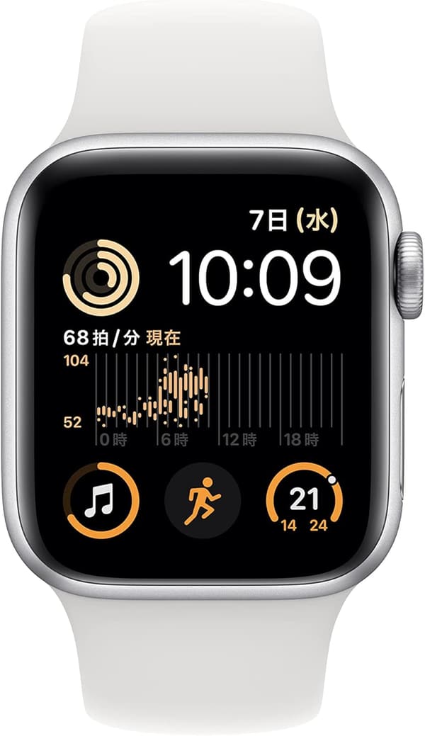 整備済み Apple Watch SE 第2世代 (GPS) - 40mm シルバーアルミニウムケース、ホワイトスポーツバンド