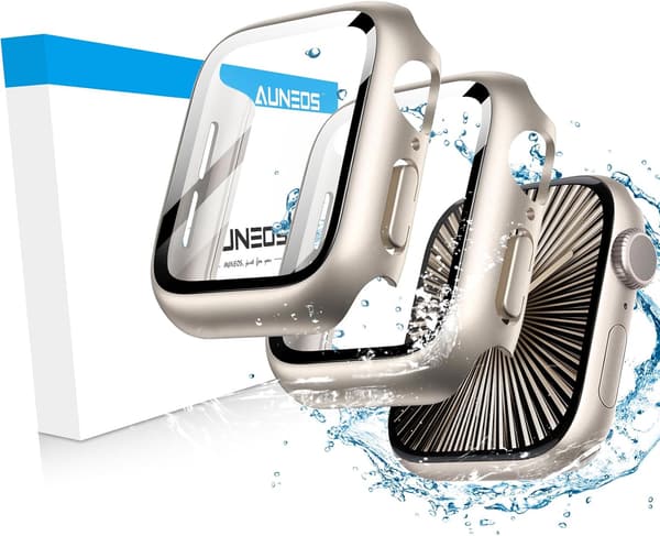 Apple Watch Series 10用360°防水ケース(42mm)親水性PC+強化ガラス製・超薄型・耐衝撃・全方位保護