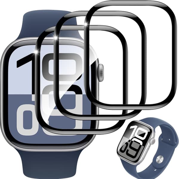 Apple Watch Series 10 46mm用 保護フィルム 3枚セット 高透過率・耐衝撃・自動吸着