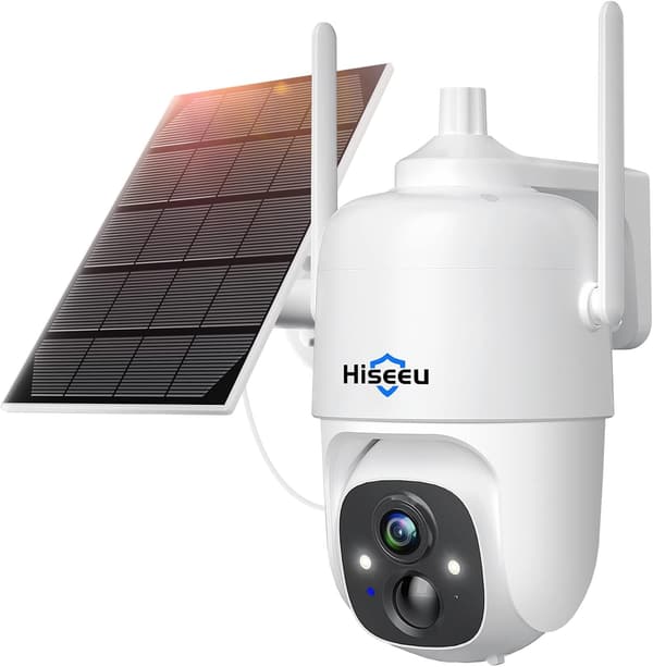 【防犯カメラ】Hiseeu ワイヤレスソーラー型 500万高画素 110°広角 双方向音声 動体検知 車屋外/屋内対応 10000mAhバッテリー IP66防水 スマホ操作 iOS/Android対応