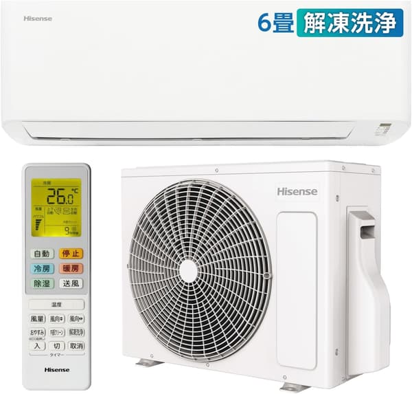ハイセンス 2025年モデル パワフル冷暖エアコン 6畳用 2.2kW ホワイト