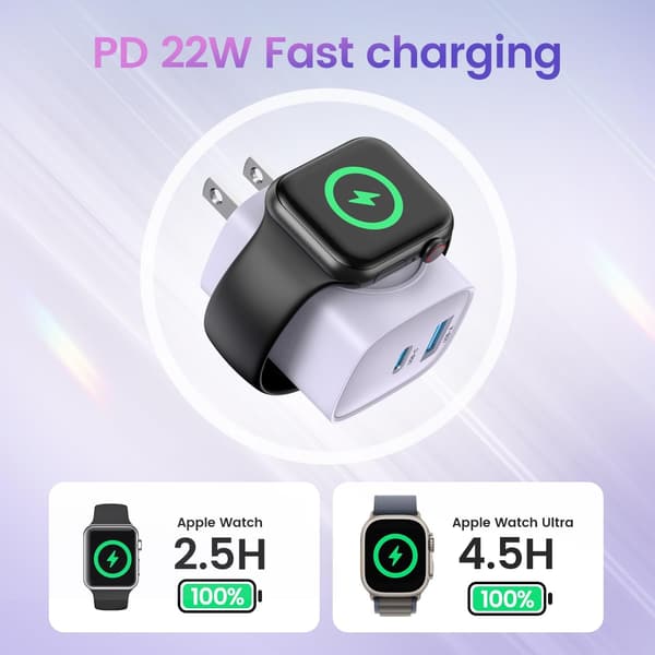 ワイヤレス充電器 3in1 PD20W USB-C 急速充電 iPhone/Apple Watch/Galaxy/AirPods対応 コンパクト ピンク