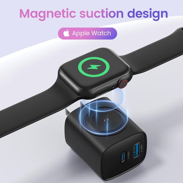 ワイヤレス充電器 3in1 PD20W USB-C 急速充電 iPhone/Apple Watch/Galaxy/AirPods対応 コンパクト ピンク