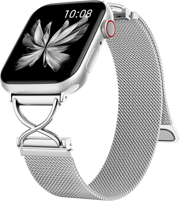 アップルウォッチ用レディース交換バンド ステンレス製マグネット 長さ調節可能 38mm-49mm対応