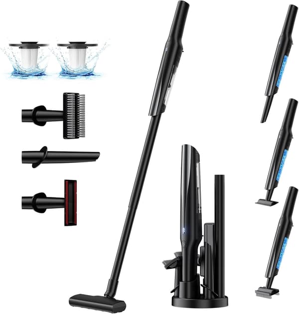 コードレス掃除機 軽量 33Kpa強力吸引 ハンディ&スティック 45分連続稼働 HEPA多重濾過 一人暮らし・家庭用