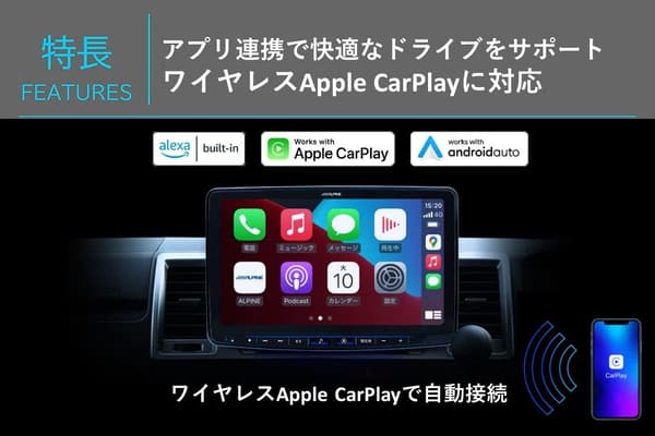 11インチカーナビ ワイヤレスApple CarPlay/Android Auto対応 1DINフローティングタイプ