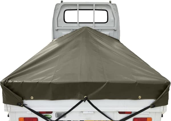 スロープ型 軽トラックシート OD国防色 長さ2.15m 用 コードゴム付き
