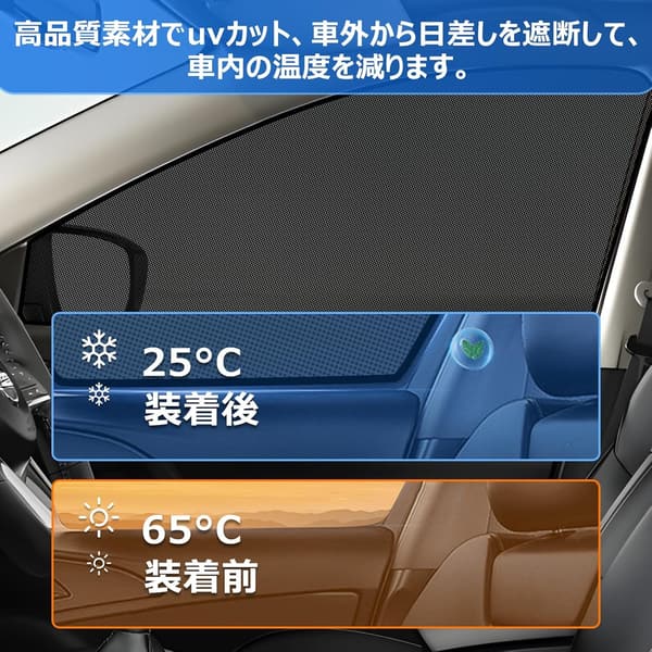 日産エクストレイル T32系 サイド用マグネット式遮光メッシュカーテン 2枚セット
