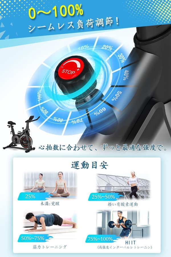 ZWIFT連動 スピンバイク 極静音 家庭用フィットネスバイク【5年保証】