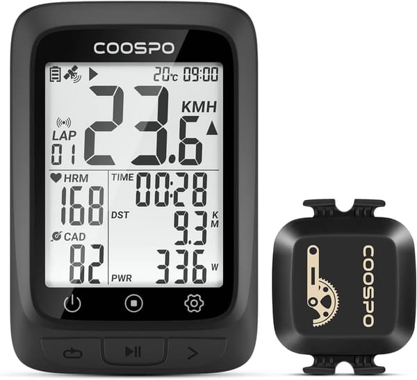 自転車用 GPS サイクルコンピュータ Bluetooth 5.0 & ANT+ 対応 スピード/ケイデンスセンサー付き