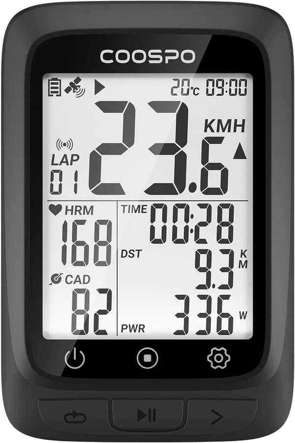 COOSPO GPSサイクリングコンピュータ バッテリー内蔵 Bluetooth5.0&ANT+対応 2.3インチ IP67防水