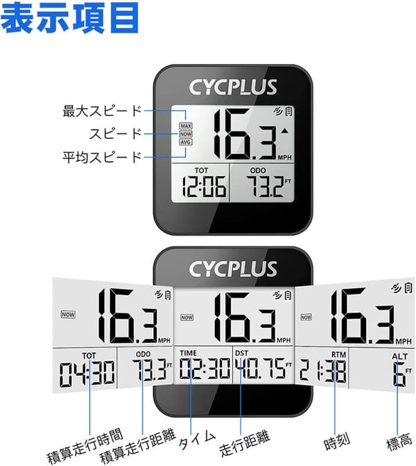 ワイヤレス防水自転車用GPS速度計・走行距離メーター G1