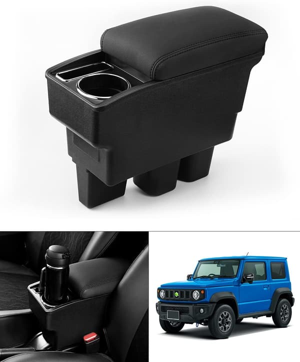 新型ジムニー JB64W/JB74W 専用 車用アームレスト コンソールボックス ブラック&黒ステッチ