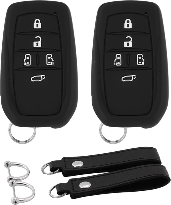 トヨタ車用 5ボタン スマートキーケース (ブラック) 2個セット - ヴォクシー/ノア/アルファード対応