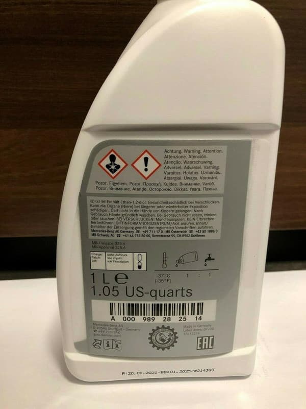 メルセデスベンツ純正 冷却水 アンチフリーズ クーラント レッド 1L