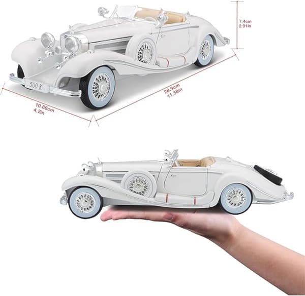 メルセデス・ベンツ500K タイプスペシャルロードスター 1936 ダイキャストモデル ホワイト