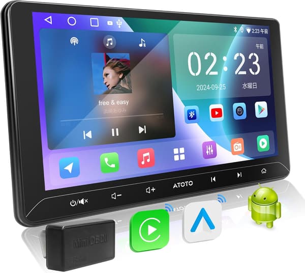 ATOTOEXCEL A5L Androidナビ 2DIN | ワイヤレスCarplay/Android Auto & GPSトラッキング機能付き
