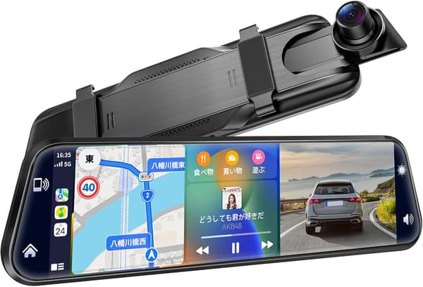 ミラー型ドライブレコーダー 2.5K 170°広角 カーナビ機能付き 10インチ 24時間駐車監視 日本語説明書付