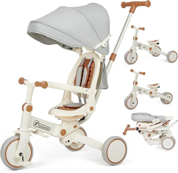 子供用三輪車 6in1 折りたたみ式 超軽量 コンパクト収納 1歳～6歳 ベージュ
