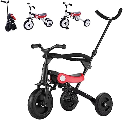 安全ガード付き 3in1ベビーカー 折りたたみ三輪車 超軽量 コンパクト 赤