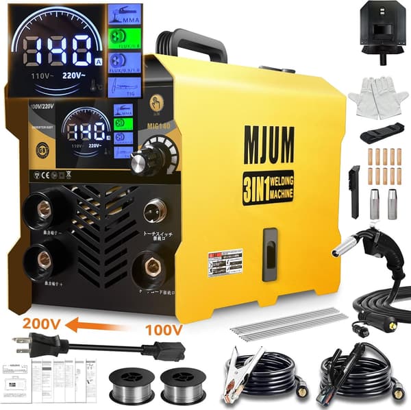 家庭用半自動溶接機 140A 100V/200V対応 LED液晶表示 日本語説明書付き