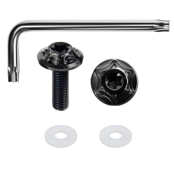 盗難防止チタン合金製ナンバープレートボルト 雪の結晶デザイン 2本セット ブラック