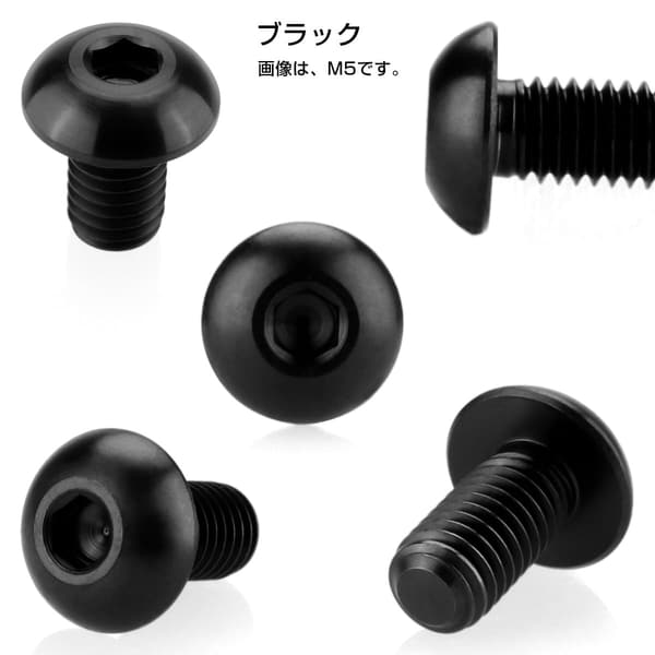 64チタン製 M5×15mm P0.8 ボタンボルト 六角穴 ブラック