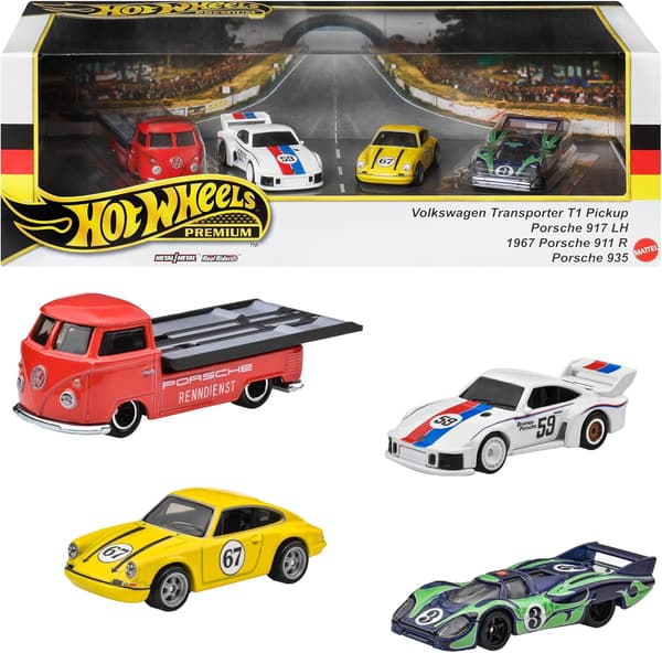 ポルシェ ミニカー4台セット - ホットウィール プレミアムコレクター【3才以上】