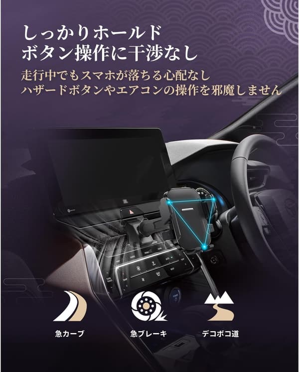 新型ハリアー専用 360度回転スマホホルダー 延長アーム付き