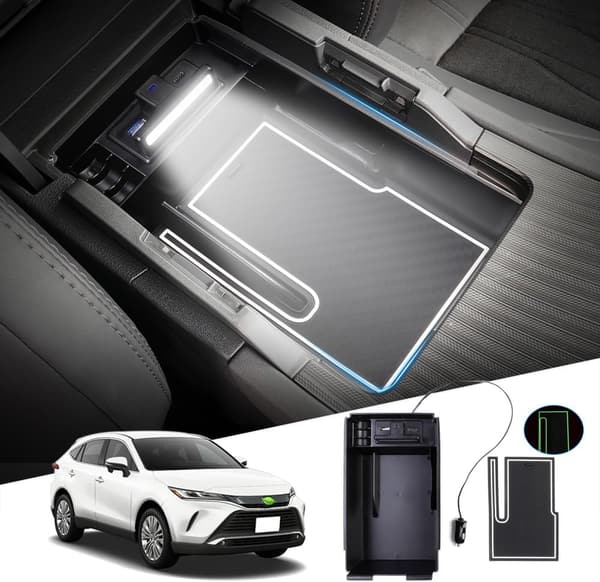 トヨタ ハリアー 80系専用 内蔵型コンソールボックス USB充電2ポート付き 車内収納アクセサリー