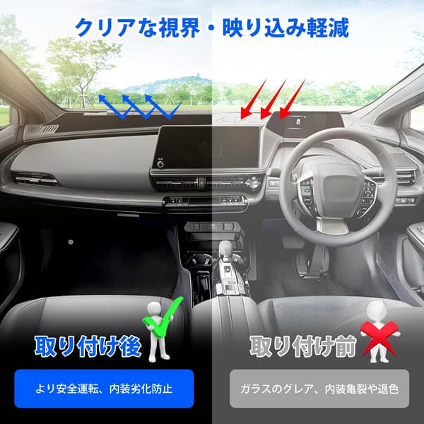 トヨタ プリウス 60系 ダッシュボードマット 2023年モデル 日焼け・映り込み軽減 難燃繊維製 カー用品