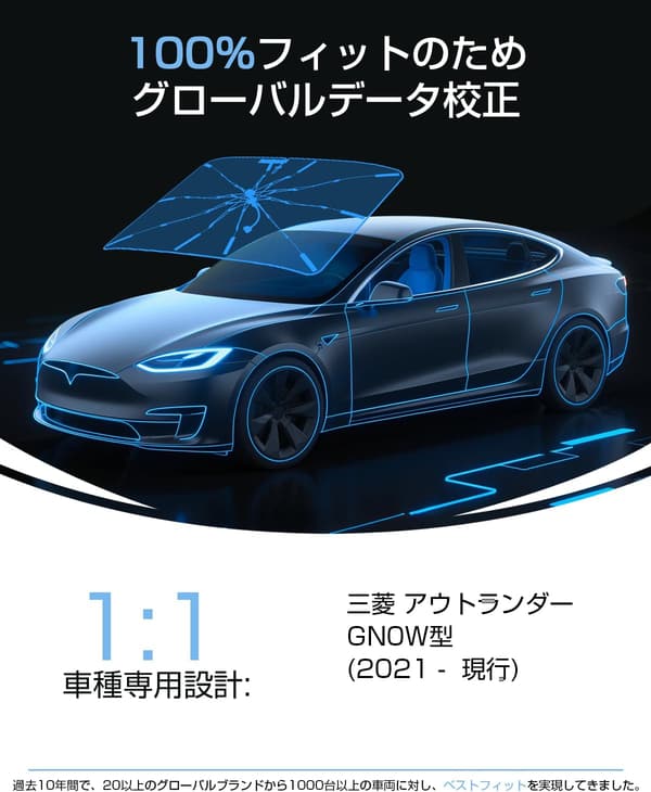 三菱アウトランダーGN0W専用サンシェード 360°回転 UVカット 車中泊 暑さ対策 収納袋付き