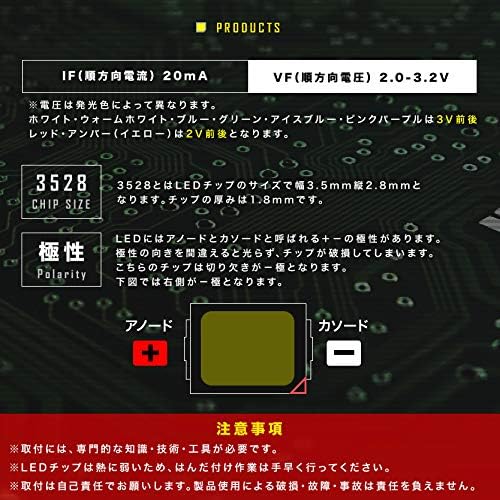 アイスブルー SMD 3528 LEDチップ 50個 DIY用エアコンパネル・メーターパネル用